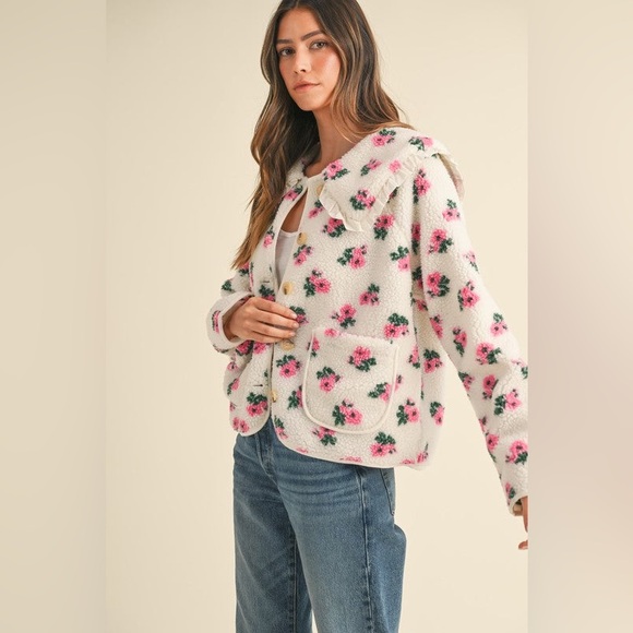 Floral Dream Peter Pan Sherpa Jacket - Picture 5 of 10